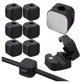 Pozostałe akcesoria do telefonów - 6x Uchwyt magnetyczny na kable Alogy Magnetic Cable Holder 6-pack organizacja kabli do biurka szafki ściany Czarne - miniaturka - grafika 1