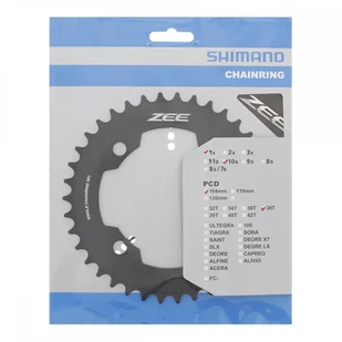 Shimano Tarcza mechanizmu aluminiowa FC-M640 Deore, 38 zębów, czarna - Narzędzia rowerowe - miniaturka - grafika 1