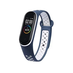 Hurtel Zamienna silikonowa opaska pasek do Xiaomi Mi Band 5 Dots granatowo-biały - Akcesoria do smartwatchy - miniaturka - grafika 1