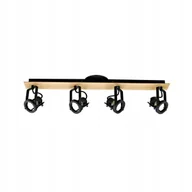 Lampy sufitowe - Listwa reflektorowa Technic czarna z drewnem 4 x - miniaturka - grafika 1