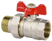 Akcesoria grzewcze - Zawór kulowy niklowany standard z dławikiem, PN16, 1/2" PN16 z motylkiem, wersja N-ŚRUB,16 bar/120C - miniaturka - grafika 1