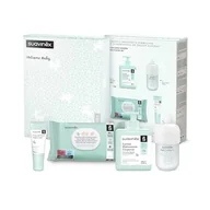 Balsamy i oliwki dla dzieci - Suavinex Kosmetyczka dla noworodków z kremem wymiany 75 ml, nawilżający balsam do ciała 500 ml, perfumy Baby Cologne 100 ml i chusteczkami 72 sztuki - miniaturka - grafika 1