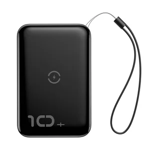 Baseus Mini S power bank 10000mAh 18W bezprzewodowa ładowarka Qi 10W USB / USB Typ C PowerDelivery QC3.0 czarny (PPXFF10W-01) - Ładowarki do telefonów - miniaturka - grafika 2