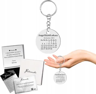 Radziszewska Jewellery Personalizowany Brelok do Kluczy Kalendarz z Datą Dzień Mamy GRAWER - Breloki - miniaturka - grafika 1