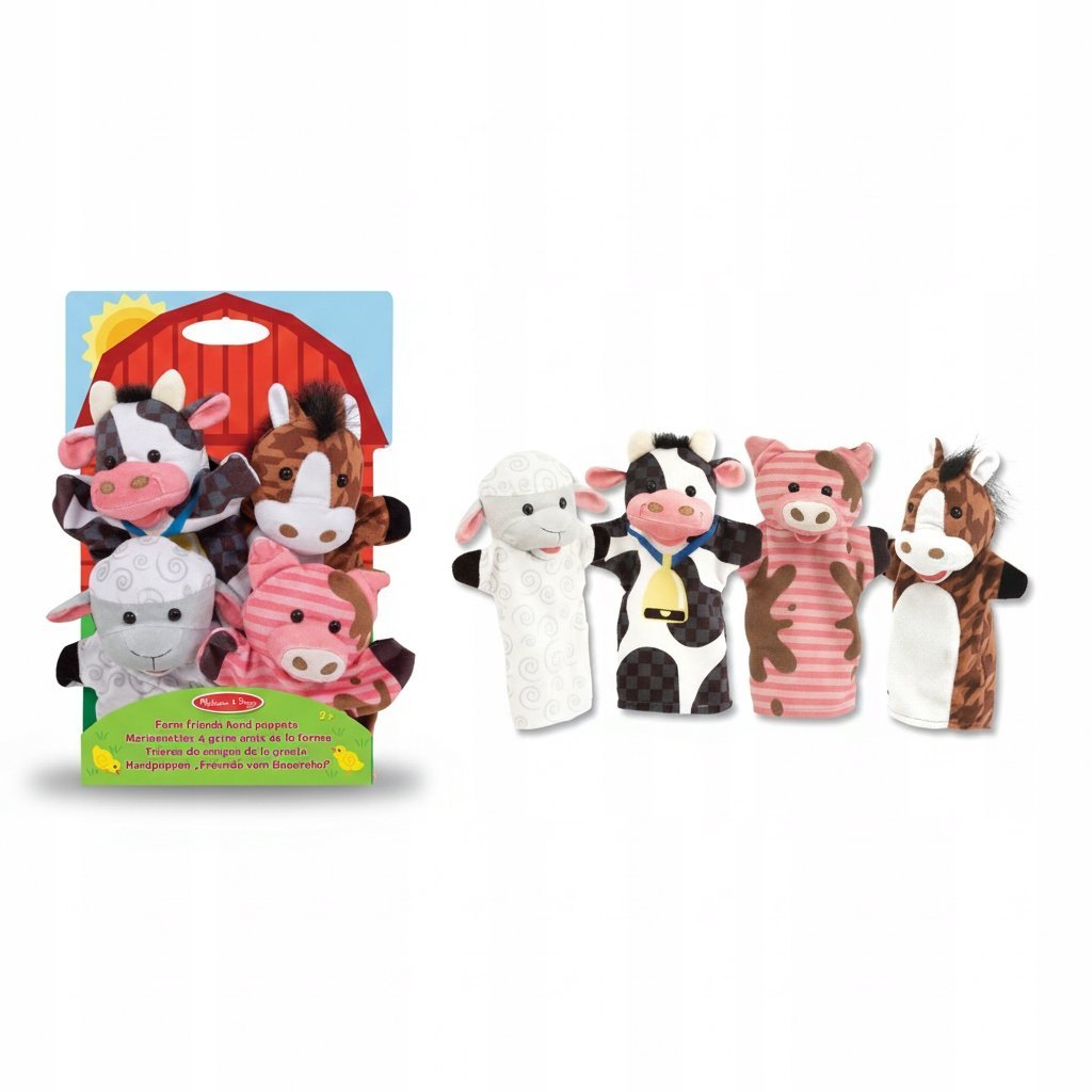 KUKIEŁKI NA RĘKĘ 4 SZT. KONIK KRÓWKA ŚWINKA OWCA ZESTAW PACYNEK ZABAWKA 2+