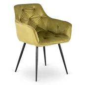 Krzesła - Krzesło Tapicerowane Welurowe Do Salonu Jadalni Kuchni Pistacjowy MODESTO - miniaturka - grafika 1