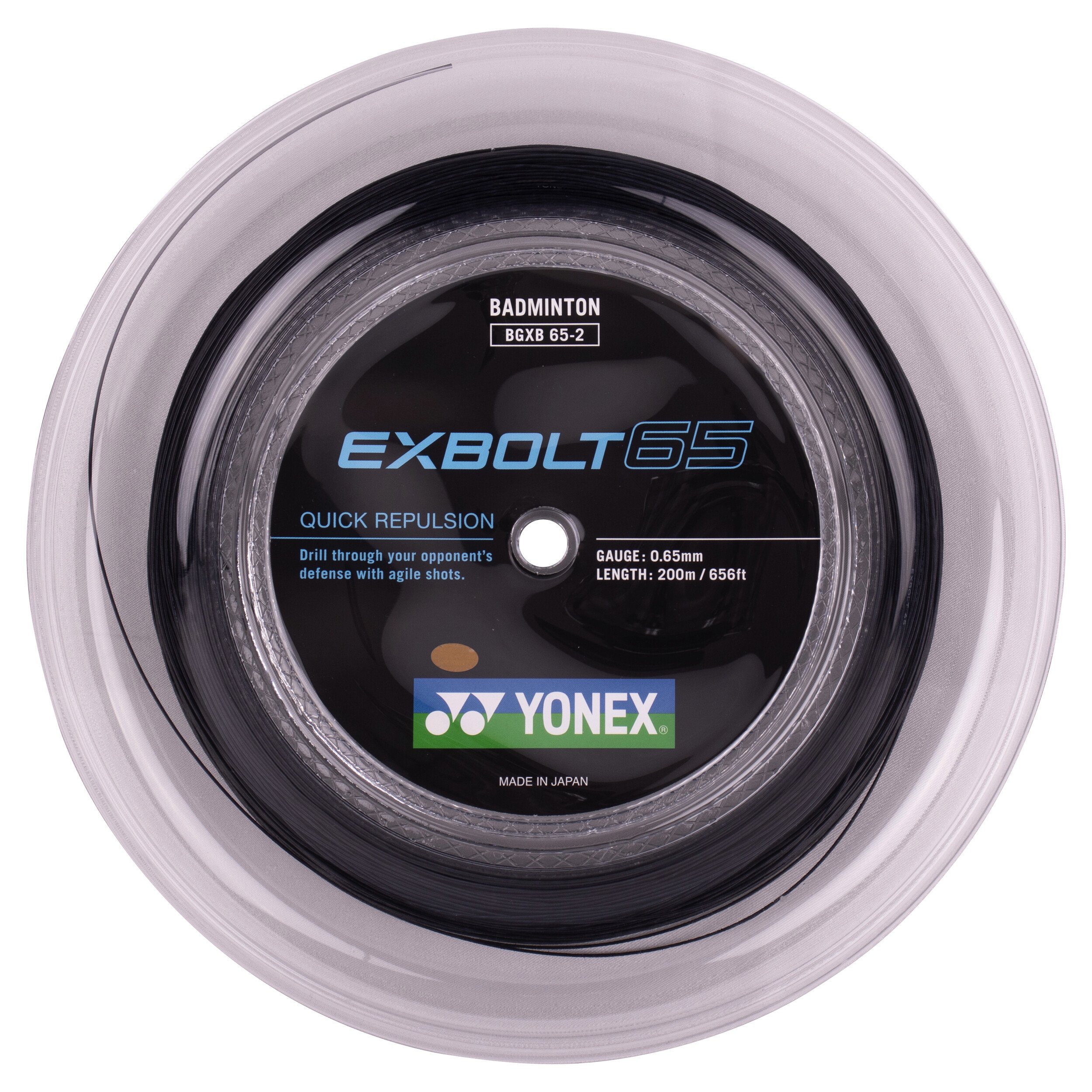 Naciąg rakiety do badmintona Yonex Exbolt 65 Black (200 m)