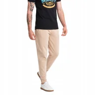 Dresy męskie - Męskie spodnie dresowe joggery BASIC beżowe V6 OM-PABS-0174 S - miniaturka - grafika 1