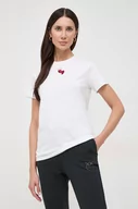 Koszulki sportowe damskie - Pinko t-shirt bawełniany damski kolor beżowy - miniaturka - grafika 1