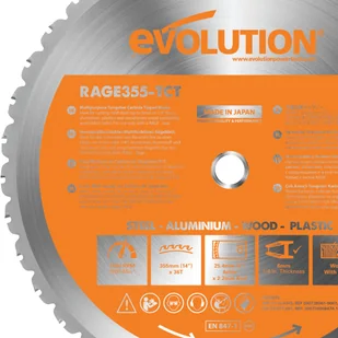 Evolution ostrze do piły tarczowej, 1 sztuki, 140055 RAGEBLADE355MULTI - Akcesoria do elektronarzędzi - miniaturka - grafika 2