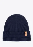 Czapki damskie - Czapka zimowa z wywijanym brzegiem granatowa - miniaturka - grafika 1