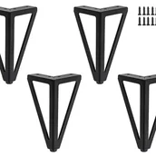 Zawiasy, okucia i inne akcesoria - Zestaw 4 nóżek meblowych, 15 cm, czarne, do stojaków pod telewizory, stolików kawowych, szafek, sof i innych - miniaturka - grafika 1