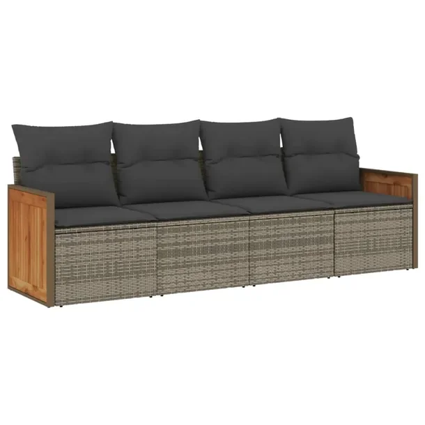 Modułowy zestaw mebli ogrodowych z poduszkami, szary, rattan PE, 55x62x69
