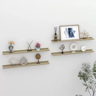 vidaXL vidaXL Półki ścienne, 4 szt., biel i dąb sonoma, 80x9x3 cm - Półki do salonu - miniaturka - grafika 1