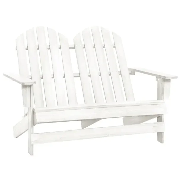 Dwuosobowe Krzesło Adirondack z Litego Drewna Jodłowego, Białe, 119,5x85