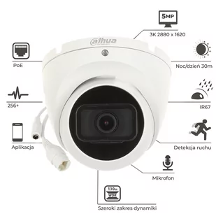 Biała kamera IP DAHUA IPC-HDW1530T-0360B-S6-WHITE 5MPx IR30 Mikrofon - Kamery IP - miniaturka - grafika 2