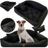 Legowiska dla psów - Legowisko Dla Psa Kanapa Posłanie Muszla 130X105 Cm Wodoodporne Poduszki Pikowane Czarne - miniaturka - grafika 1