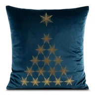 Pozostałe akcesoria świąteczne - Poszewka świąteczna Joy 45 x 45 cm śnieżynka granatowo-złoty - miniaturka - grafika 1