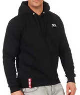 Bluzy męskie - ALPHA INDUSTRIES Męska bluza z kapturem Basic Hoody Small Logo, czarny, 3XL - miniaturka - grafika 1