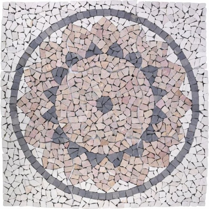Mozaika marmurowa, motyw Słońca, 90 x 90 cm.