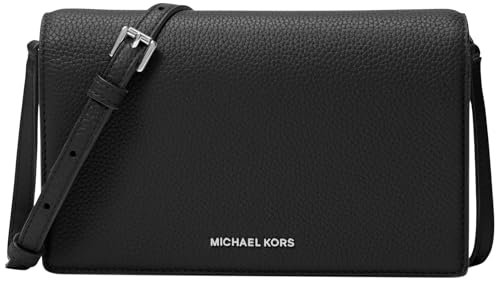 Michael Kors Women's Jet Set Medium Flap Crossbody Bag, Silver-Tone Hardware/Black