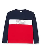 Bluzy męskie - FILA Męska bluza z logo Stanton Blocked, Black Iris-true Red-Bright White, M - miniaturka - grafika 1