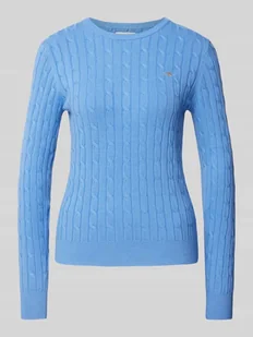 Sweter z dzianiny z wyhaftowanym logo - Swetry damskie - miniaturka - grafika 1