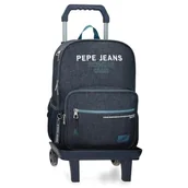 Plecaki szkolne i tornistry - Pepe Jeans Edmon Plecak szkolny z wózkiem Niebieski 30x40x12 cms Poliester 15,6L by Joumma Bags, niebieski, plecak szkolny na kółkach - miniaturka - grafika 1