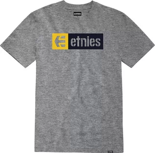 Koszulki męskie - t-shirt męski ETNIES NEW BOX TEE Grey/Black/Yellow - grafika 1