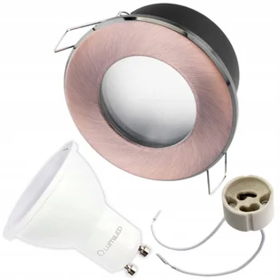 Zestaw Oprawa HALOGENOWA Hermetyczna Łazienkowa PODBITKA AQUS Miedź IP44 + LED GU10 1,5W 3000K Lumiled - Lampy pozostałe - miniaturka - grafika 1