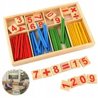 Układanki dla dzieci - PATYCZKI do LICZENIA w skrzynce CYFERKI znaki matematyczne EKO DREWNO - miniaturka - grafika 1