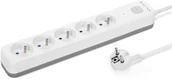Listwy zasilające - Listwa zasilająca Montis Listwa przeciwprzepięciowa biały-szary 5-gniazdowa 5m MT187-WG-5 - miniaturka - grafika 1