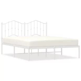 Metalowa rama łóżka z wezgłowiem biała, 140x200 cm Lumarko! - Łóżka - miniaturka - grafika 3