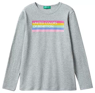 United Colors of Benetton Koszulka dziewczęca z krótkim rękawem, Grigio Melange Medio 501, S - Koszulki dla dziewczynek - miniaturka - grafika 1