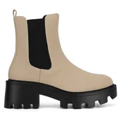 Botki damskie - Sztyblety DeeZee WYL3949-1A Beżowy - miniaturka - grafika 1