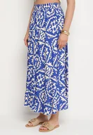 Spódnice - Niebieska Wiskozowa Spódnica w Geometryczny Wzór Mavarose - miniaturka - grafika 1