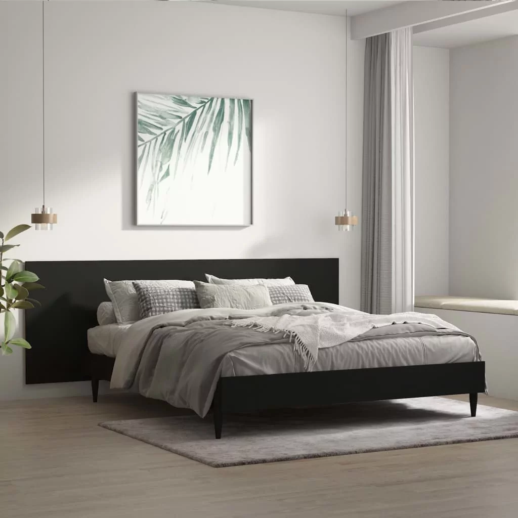 Lumarko Zagłówek łóżka, ścienny, czarny, 240x1,5x80 cm
