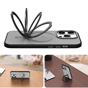 Etui pancerne Alogy Stand Ring Case obudowa ochronna na telefon do MagSafe do Apple iPhone 14 Pro Max Czarne + Szkło - Etui i futerały do telefonów - miniaturka - grafika 5