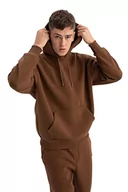 Swetry męskie - DeFacto Męski sweter z długim rękawem - okrągły dekolt bluza męska, beżowy, M - miniaturka - grafika 1