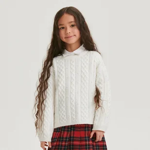 Reserved - Sweter z perełkami - złamana biel - Swetry dla dziewczynek - miniaturka - grafika 1