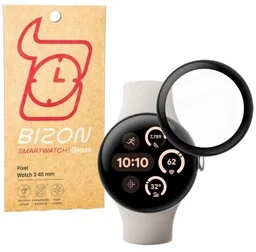 Bizon Szkło hybrydowe Glass Watch Edge Hybrid dla Google Pixel Watch 3 45 mm, czarne - Akcesoria do smartwatchy - miniaturka - grafika 1