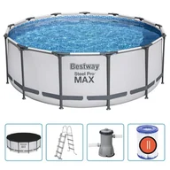 Baseny ogrodowe - vidaXL Bestway Basen ogrodowy Steel Pro MAX z akcesoriami, okrągły, 396x122cm - miniaturka - grafika 1
