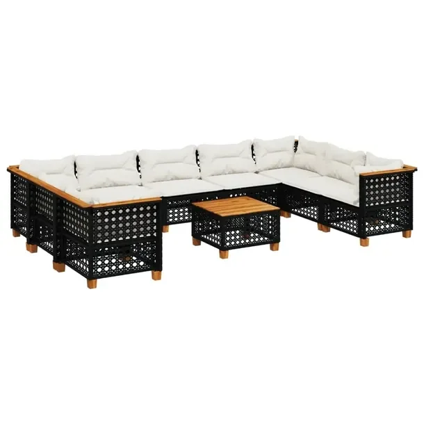 Zestaw mebli ogrodowych modułowych czarny, rattan PE, wymiary: 63,5 x 63,5