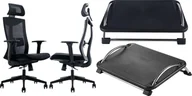 Fotele i krzesła biurowe - Krzesło biurowe Mozos Krzesło biurowe Mozos Ergo-F Czarne + Podnóżek biurowy FS1 - miniaturka - grafika 1