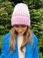 Czapki damskie - Wełniana czapka Lily maxi 100% wełna handmade ręcznie robiona - miniaturka - grafika 1