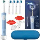 Końcówki do szczoteczek elektrycznych - Szczoteczka Oral-B Vitality Pro D103 Blue + niebieskie etui + 4 końcówki zamienne + 2 wyciskacze - miniaturka - grafika 1