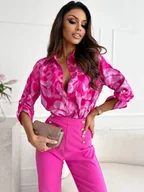 Koszule damskie - Koszula damska w kolorowe wzory - Różowy - miniaturka - grafika 1