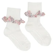 Skarpetki dla dzieci - GoBabyGo skarpetki antypoślizgowe dla dziewczynki LIBERTY BAMBOO Off White Michelle Pink 2 lata - miniaturka - grafika 1