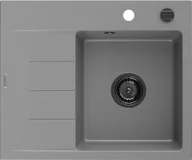 Zlewozmywaki - Mexen Ben zlewozmywak granitowy 1-komorowy z ociekaczem lewy 600 x 500 mm, szary, syfon czarny - 6522605000-71-B - miniaturka - grafika 1