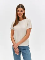 Koszulki i topy damskie - T-shirt damski beżowy - SPO6134BE t-shirt krótki rękaw - TOP SECRET - Odzieżowy sklep internetowy TOP SECRET - miniaturka - grafika 1